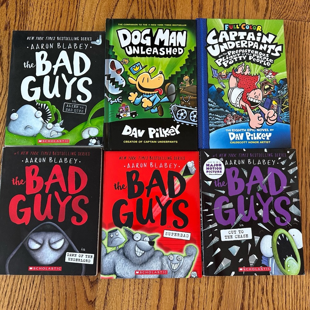 Bad Guys, Dog Man and Captain Underpants Books- all brand new condition!